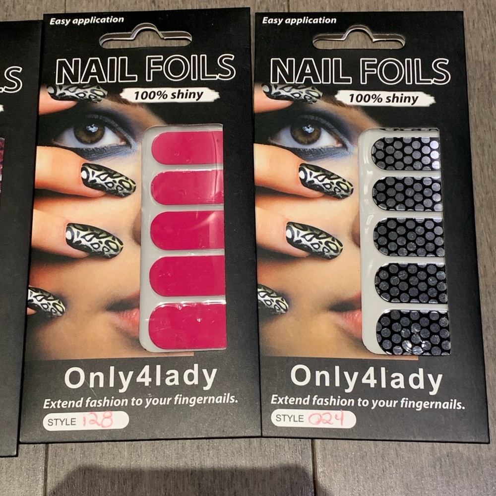 NWT Set of 5 Only4lady Nail Foils - Mixed Prints, Stars, Floral & Pink - Picture 3 of 8